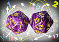 Chessex CHXXVUD07 Vortex Purple/Gold Spindown D20 (Single Dice) (9250468757741)