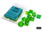Chessex CHX26270 Gemini Plasma Green-Teal/orange Luminary Set of 10 d10s