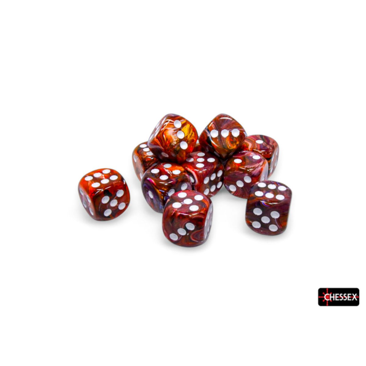 Chessex CHX27743 Festive Symphony/White D6 Set of 12 (16mm) (9250466824429)