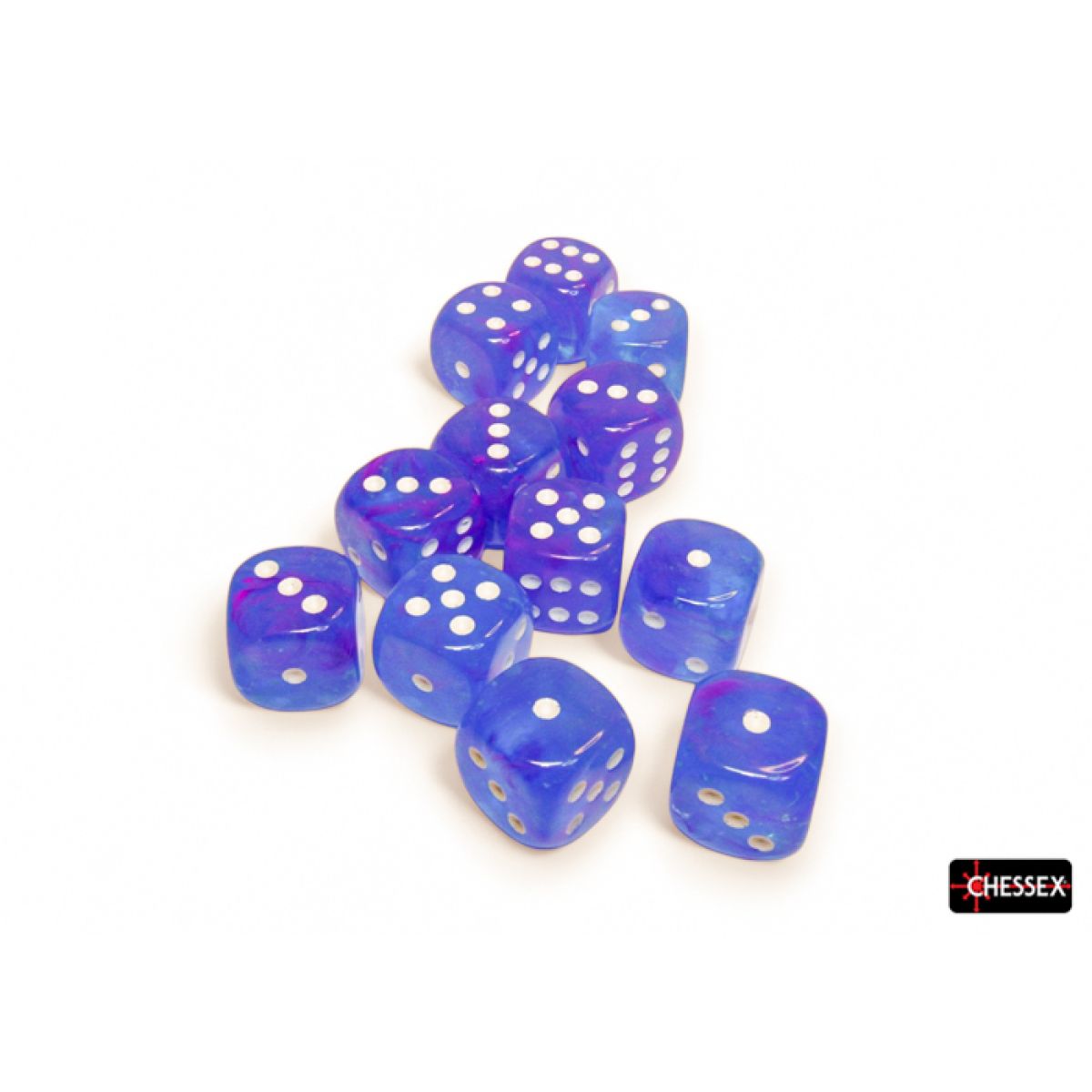 Chessex CHX27767 Nebula Aura/White Luminary D6 Set of 12 (16mm) (9250467217645)