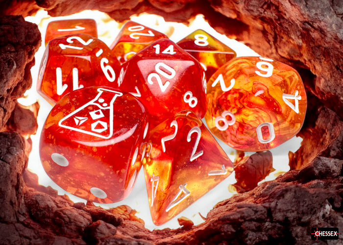 Chessex CHX30073 Nebula Molten/white Luminary Polyhedral 7-Dice Set (with bonus die)