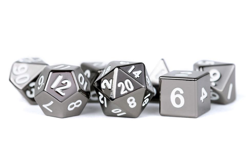 MDG 16mm Metal Polyhedral Dice Set Sterling Grey - MDG008