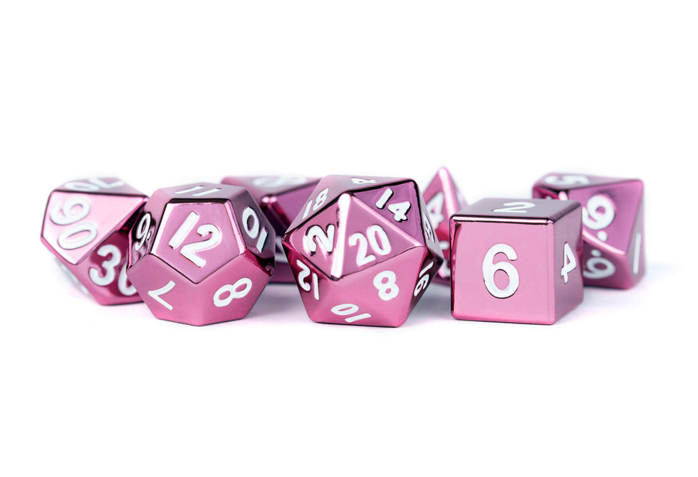 MDG 16mm Metal Polyhedral Dice Set Pink - MDG009