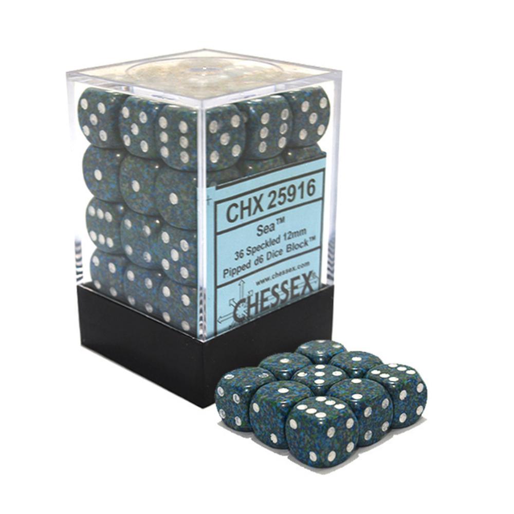 Chessex Speckled 12mm d6 Sea Dice Block (36 dice)