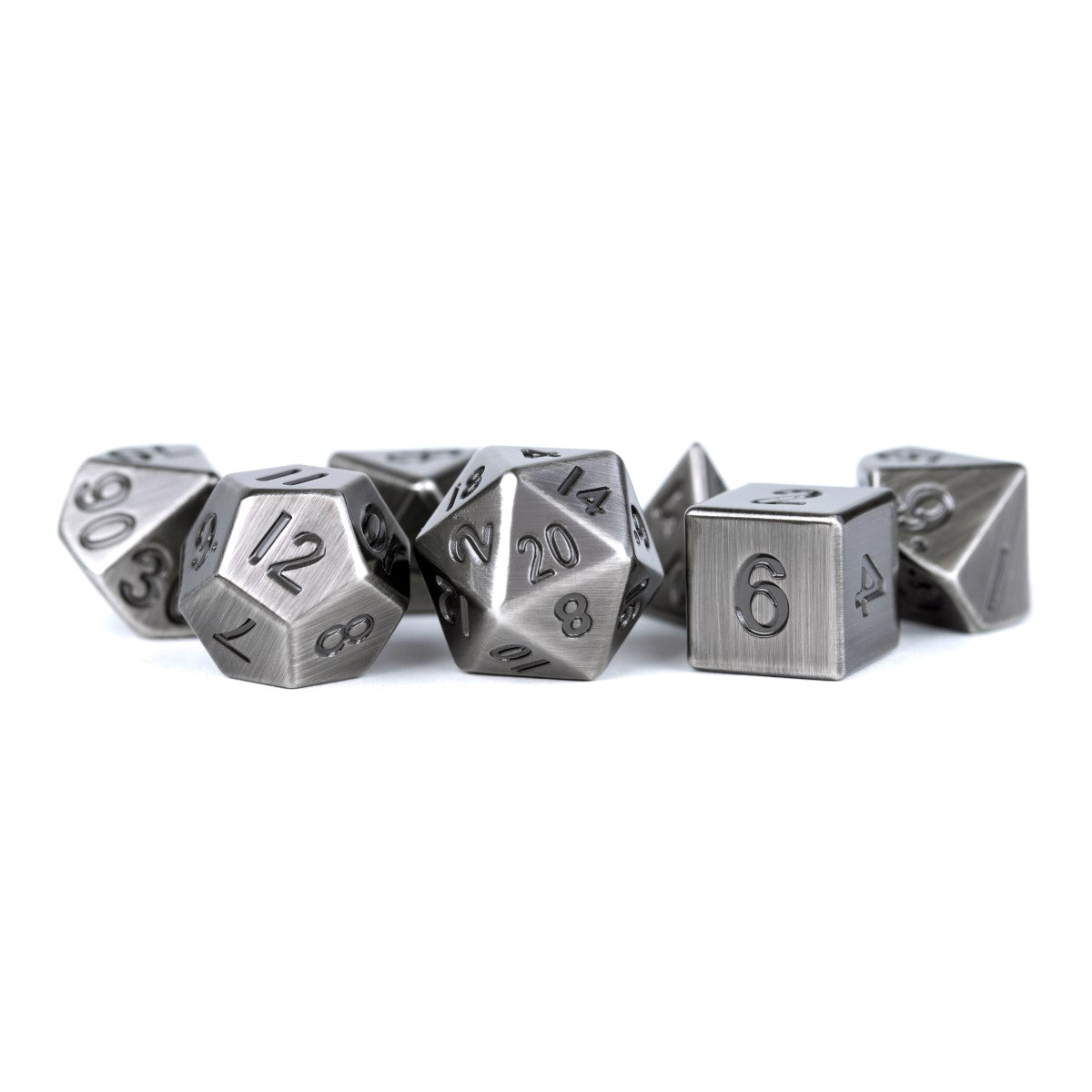 MDG Metal Dice: Antique Silver 16mm Poly Set