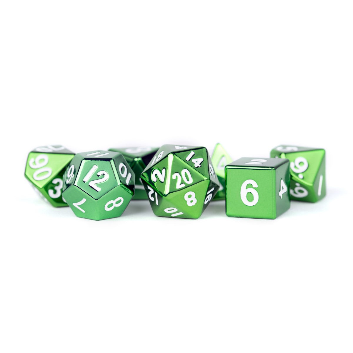 MDG Metal Dice: Green with White Numbers 16mm Po