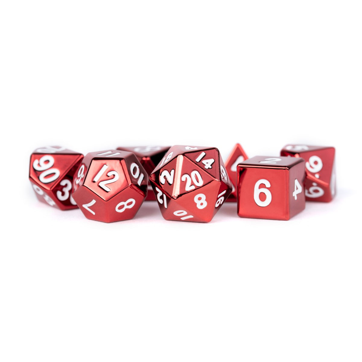MDG Metal Dice: Red with White Numbers 16mm Poly