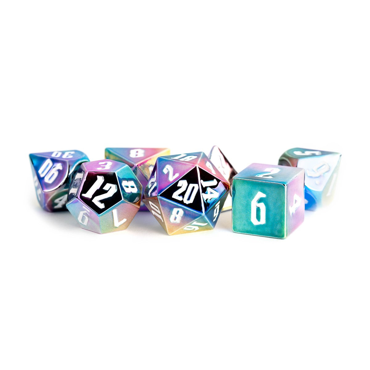 MDG Rainbow Aegis Dice: White Numbers
