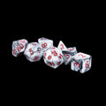 MDG Acrylic Dice: Marble with Red Numbers