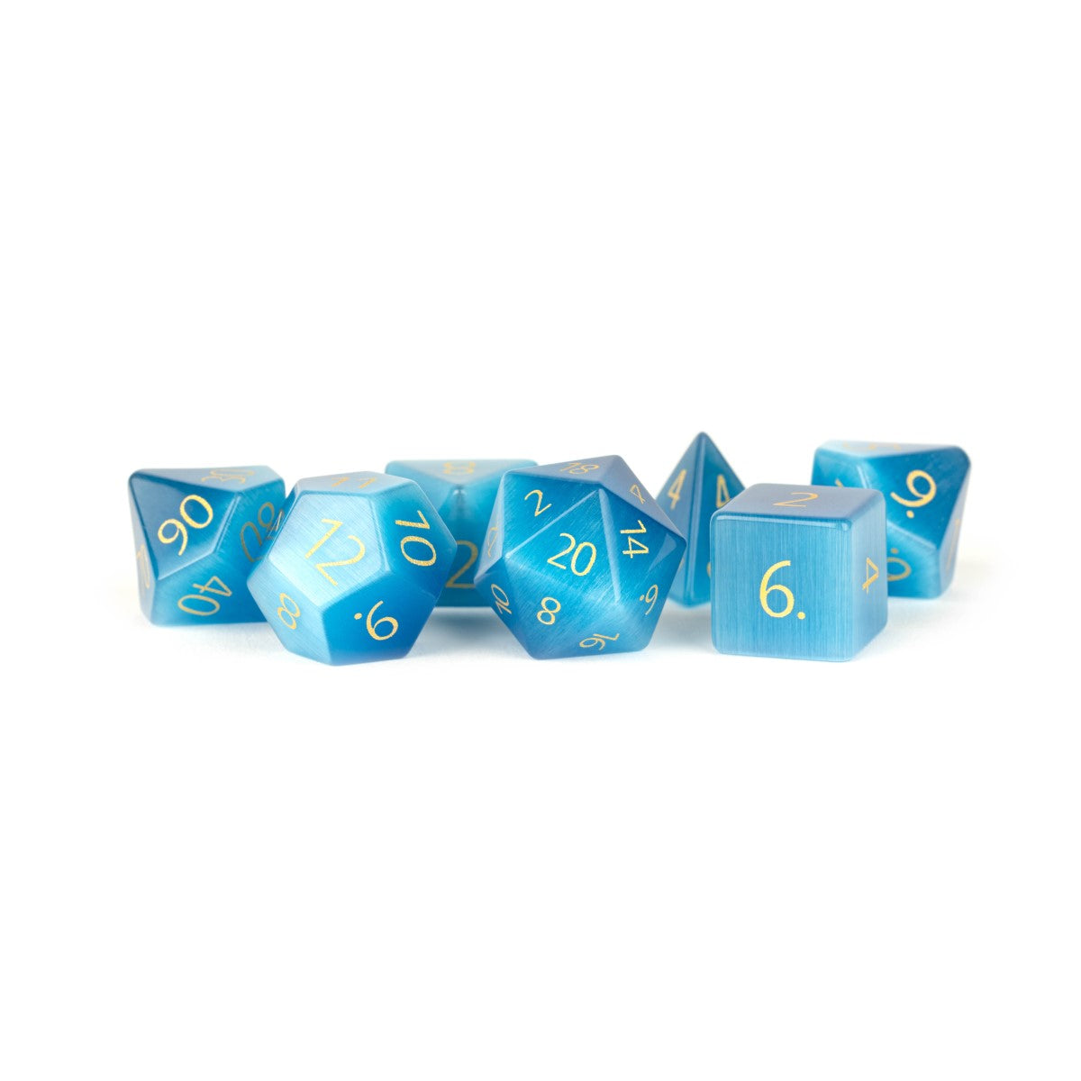 MDG Stone Dice Set: Cats Eye Aquamarine