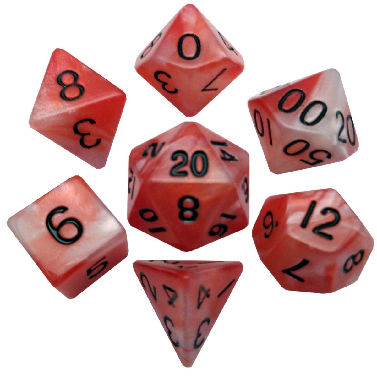 MDG Acrylic Dice: Combo Attack. Red/White w/ Bla