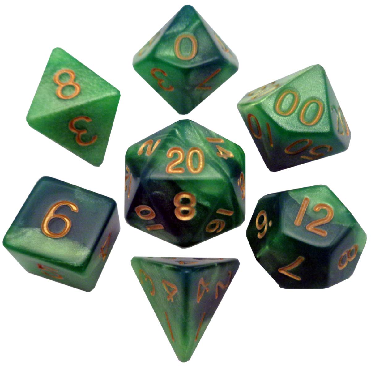 MDG Acrylic Dice: Combo Attack. Green/Light Gree