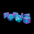 MDG Acrylic Dice: Purple/Teal w/ Blue Numbers Po
