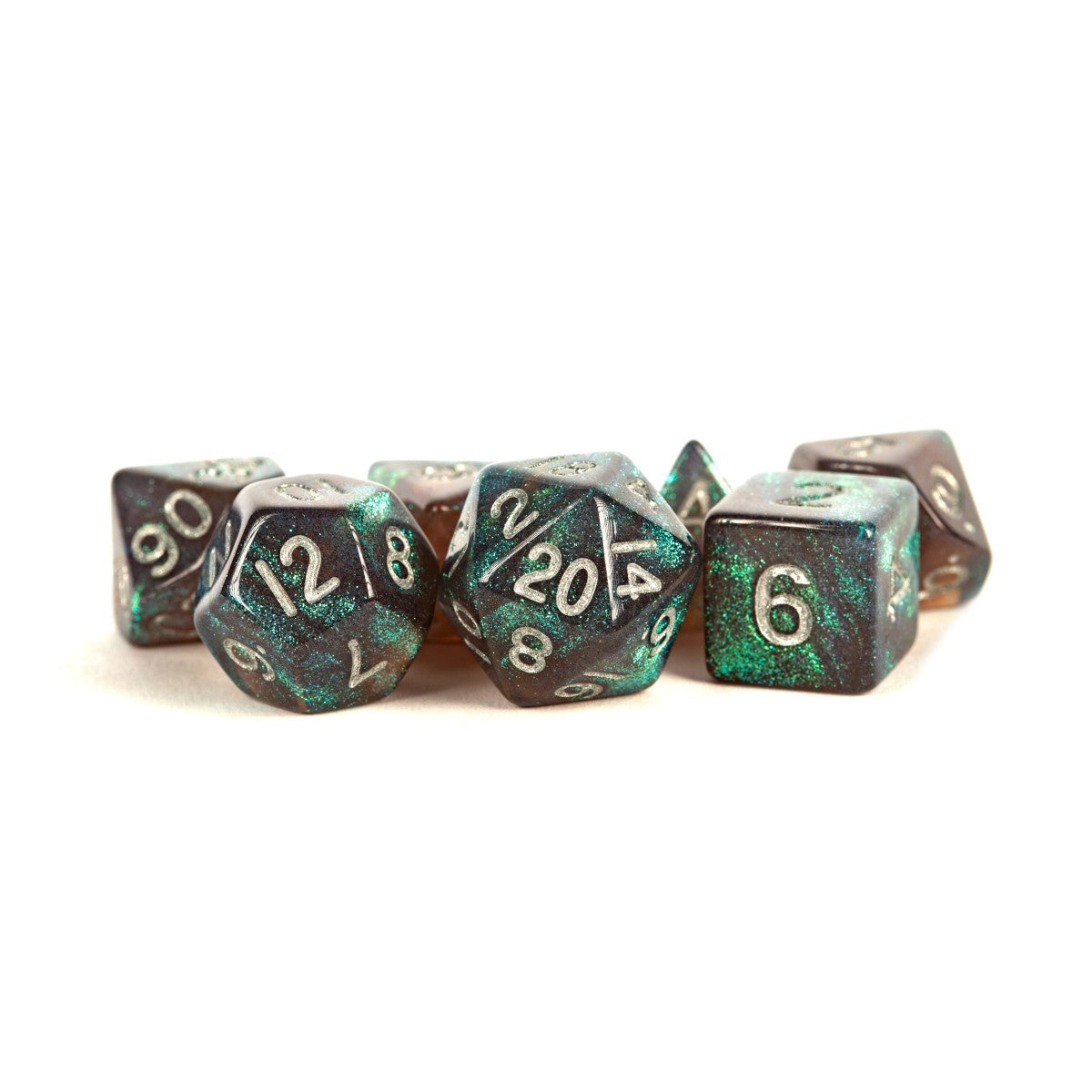 MDG Acrylic Dice: StardustGray w/ Silver Numbe