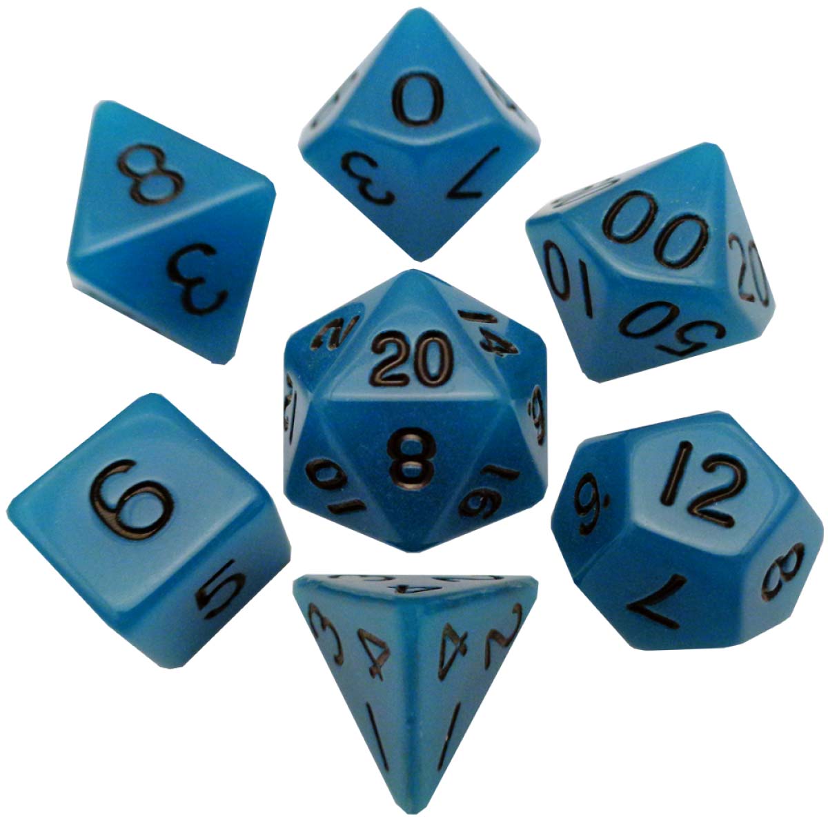 MDG Resin Dice: Glow. Blue 16mm Poly
