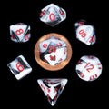 MDG Mini Polyhedral Dice Set: Marble with Red Nu