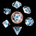MDG Mini Polyhedral Dice Set: Marble with Blue N