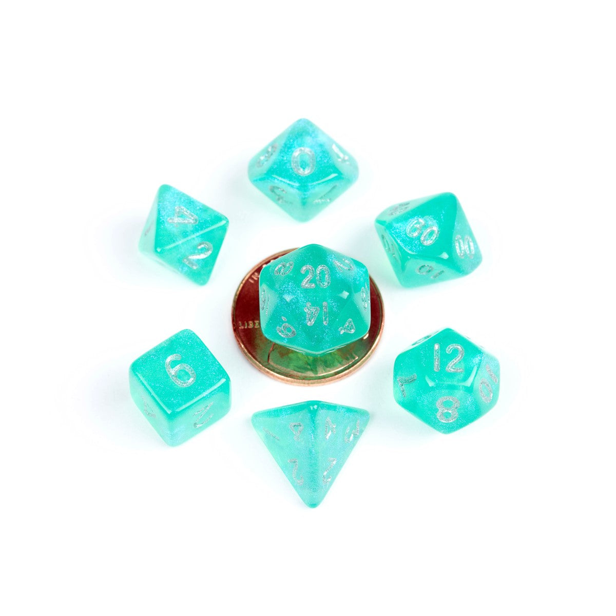 MDG Mini Polyhedral Dice Set: Stardust Turquoise