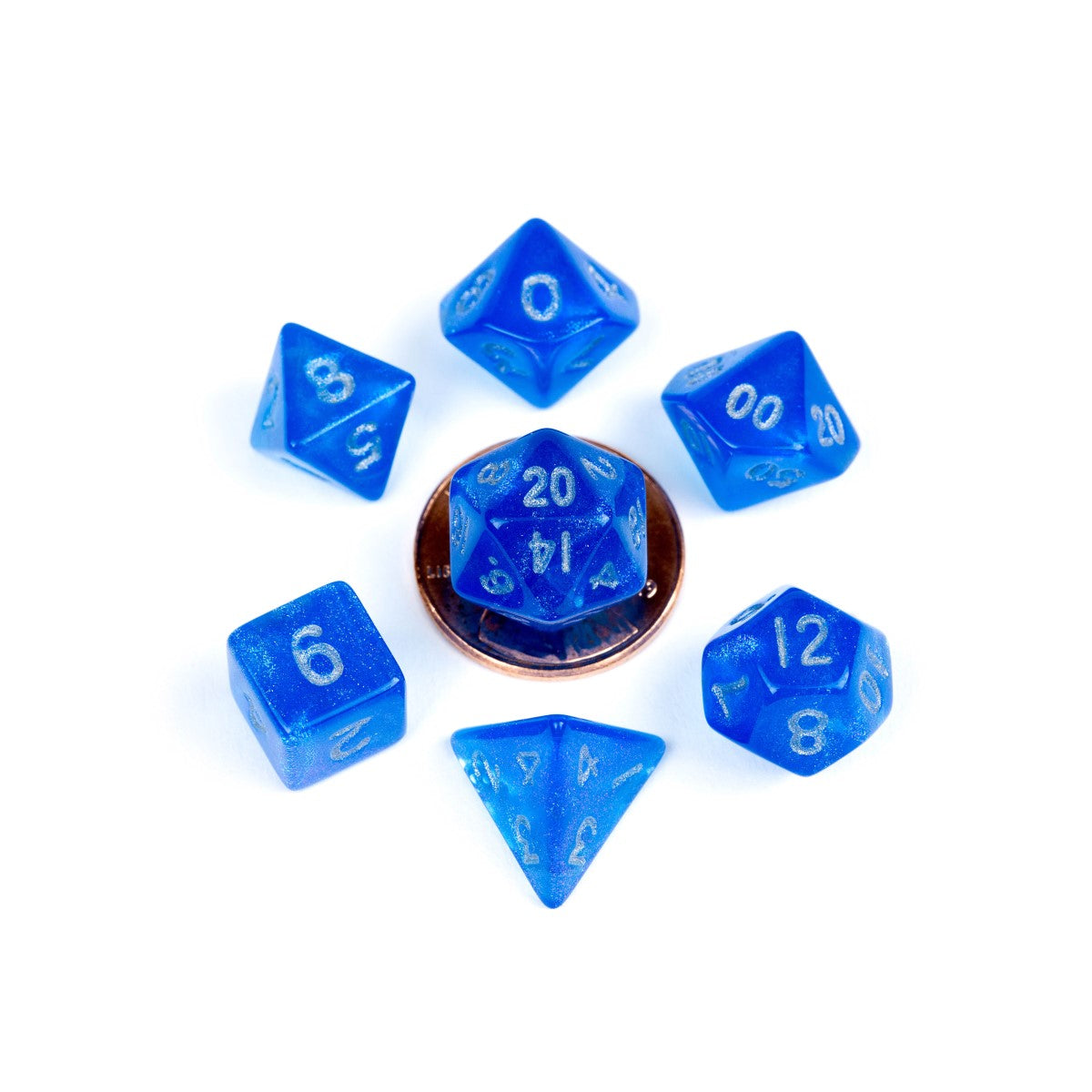 MDG Mini Polyhedral Dice Set: Stardust Blue with