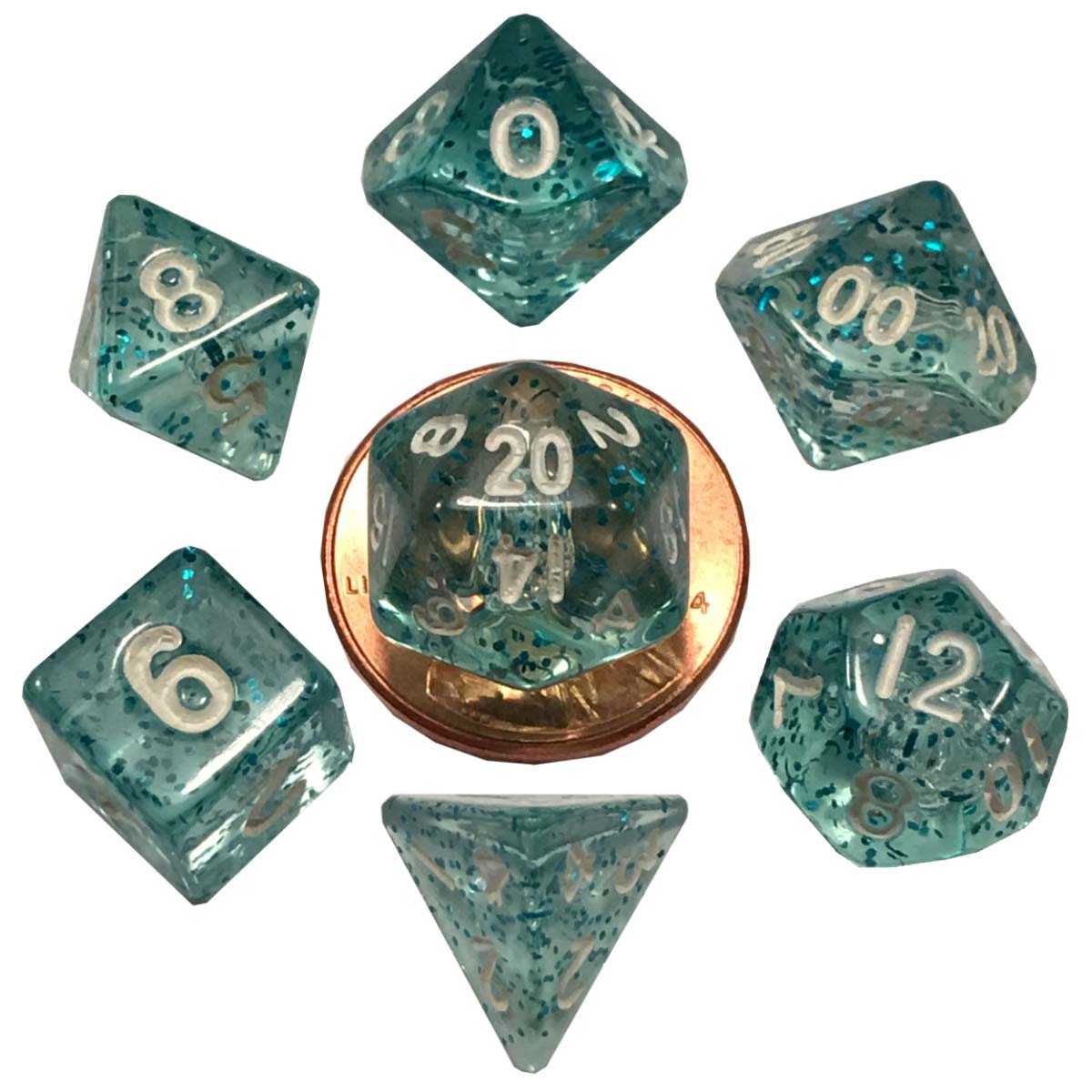 MDG Mini Polyhedral Dice Set: Ethereal Light Blu