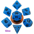 MDG Mini Polyhedral Dice Set: Glow Blue with Bla