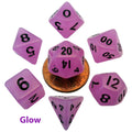 MDG Mini Polyhedral Dice Set: Glow Purple with B