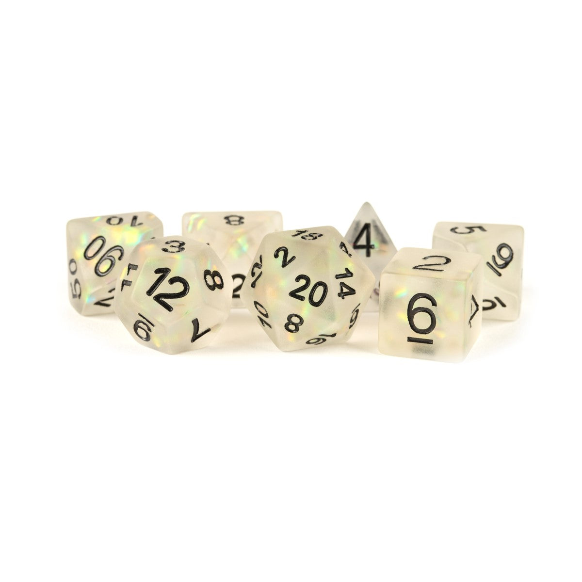 MDG Resin Polyhedral Dice Set: Icy Opal Clear