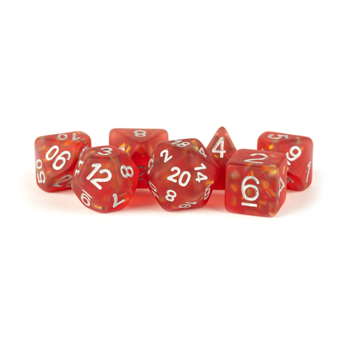 MDG Resin Polyhedral Dice Set: Icy Opal Red