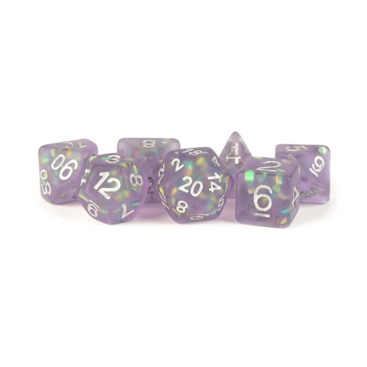 MDG Resin Polyhedral Dice Set: Icy Opal Purple