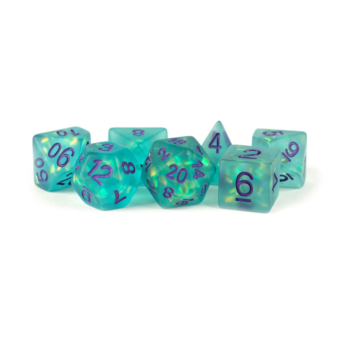 MDG Resin Polyhedral Dice Set: Icy Opal Teal