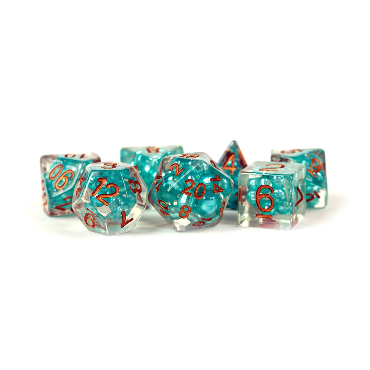 MDG Pearl Resin Poly Set: Teal w/ Copper Numbers