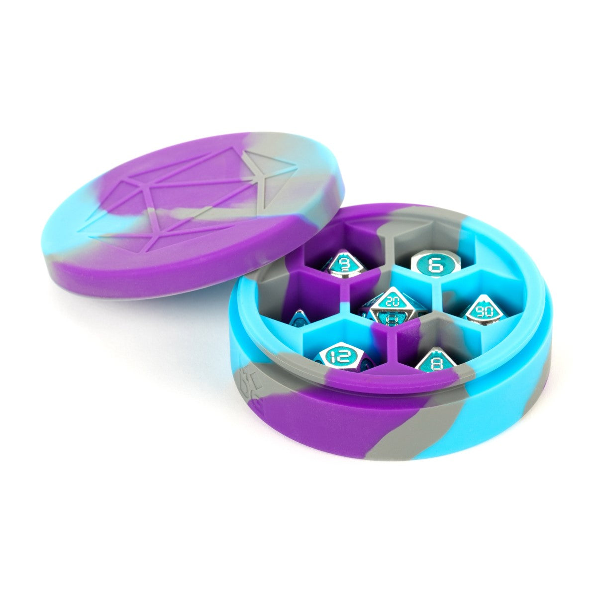 MDG Silicone Round Dice Case: Purple/Gray/Light