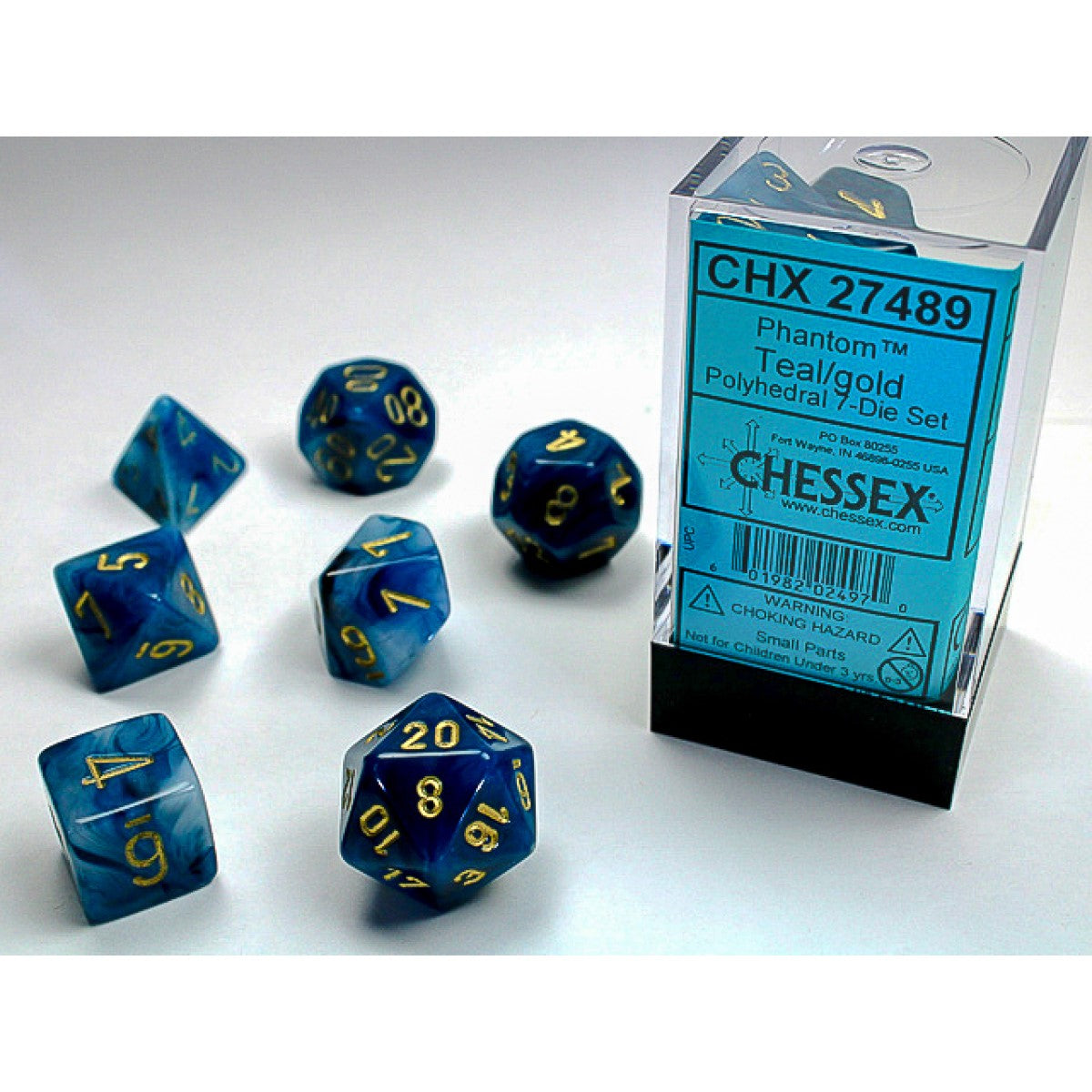Chessex Phantom Teal w/gold Classic Polyhedral 7