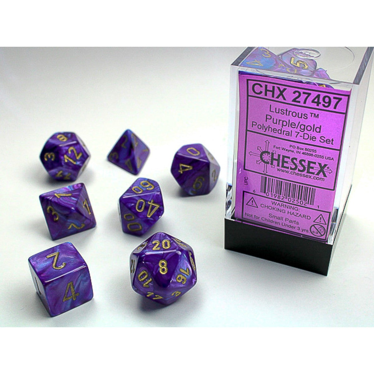 Chessex Lustrous Purple w/gold Classic Polyhedra