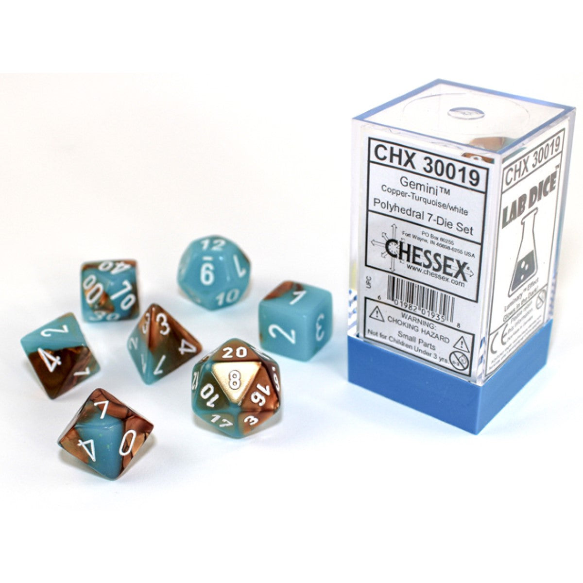 Chessex Gemini Copper-Turquoise/White Polyhedral