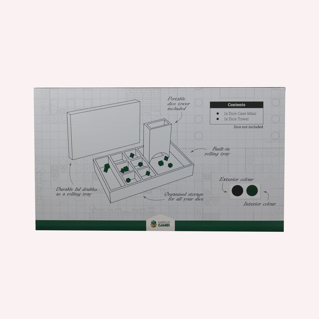 Lets Play Games 259030 Essentials Dice Case Maxi Slate / Lich green