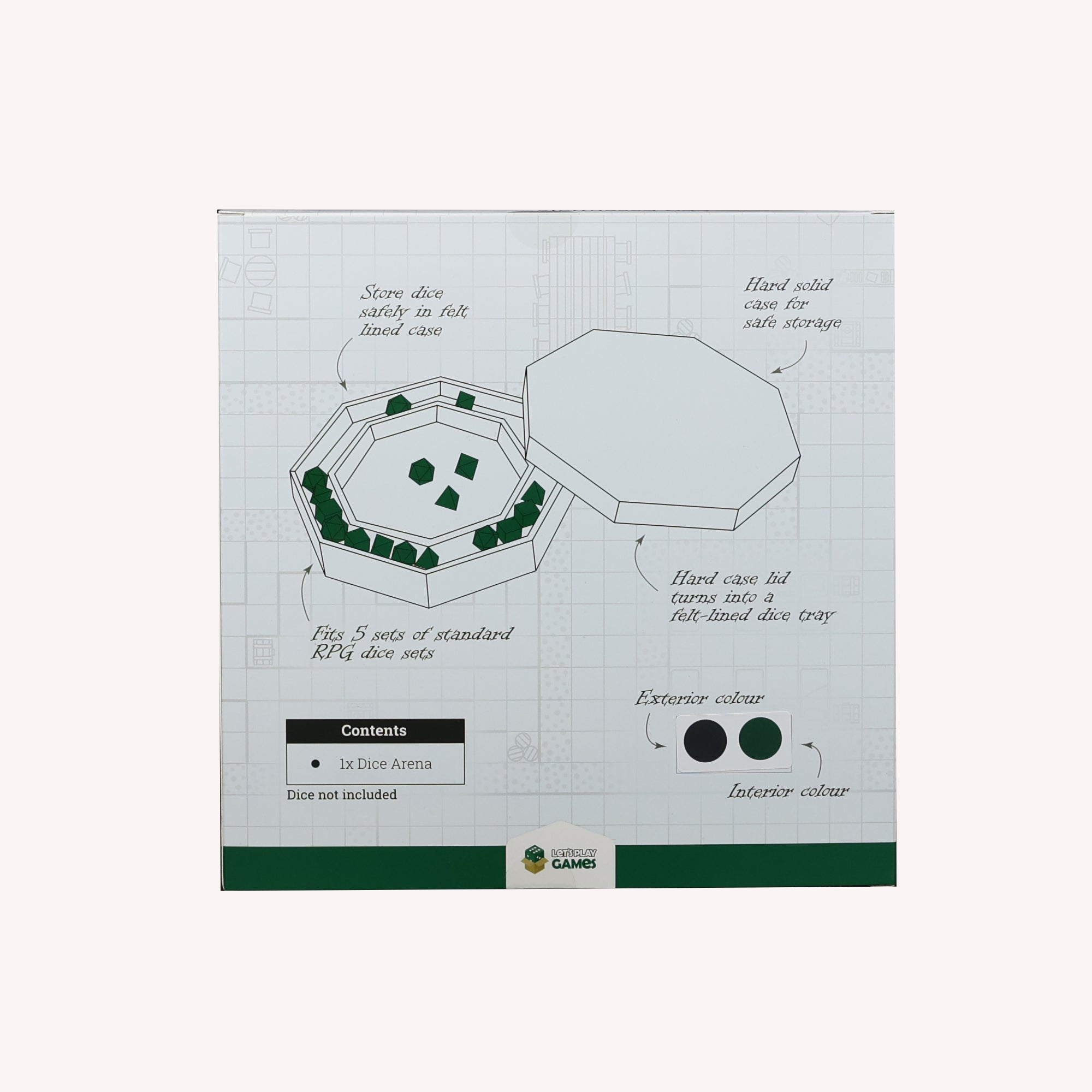 Lets Play Games 259044 Essentials Dice Arena Slate / Lich green