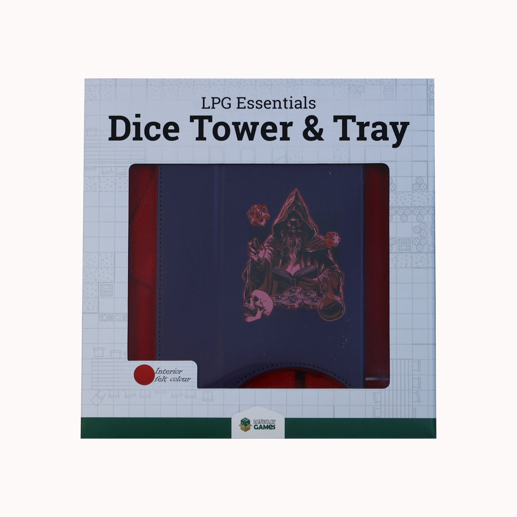 Lets Play Games 259034 Essentials Dice Tower and Mat Deep Blue / Burnt Burgundy