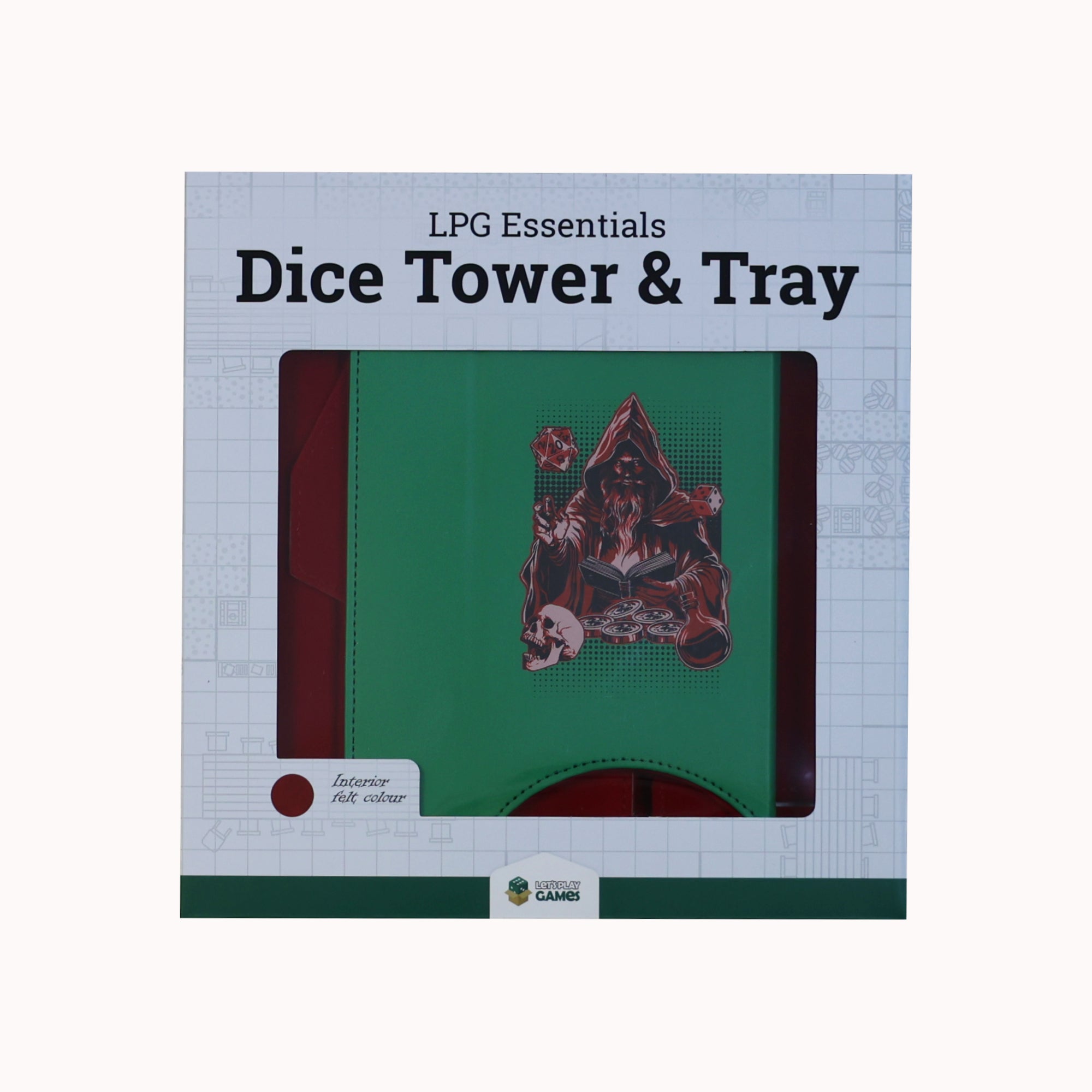Lets Play Games 259035 Essentials Dice Tower and Mat Teal / Crimson
