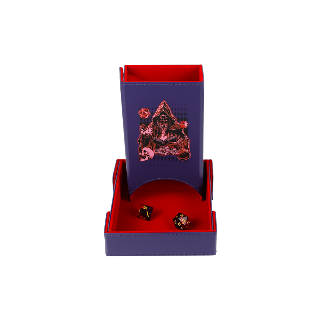 Lets Play Games 259034 Essentials Dice Tower and Mat Deep Blue / Burnt Burgundy