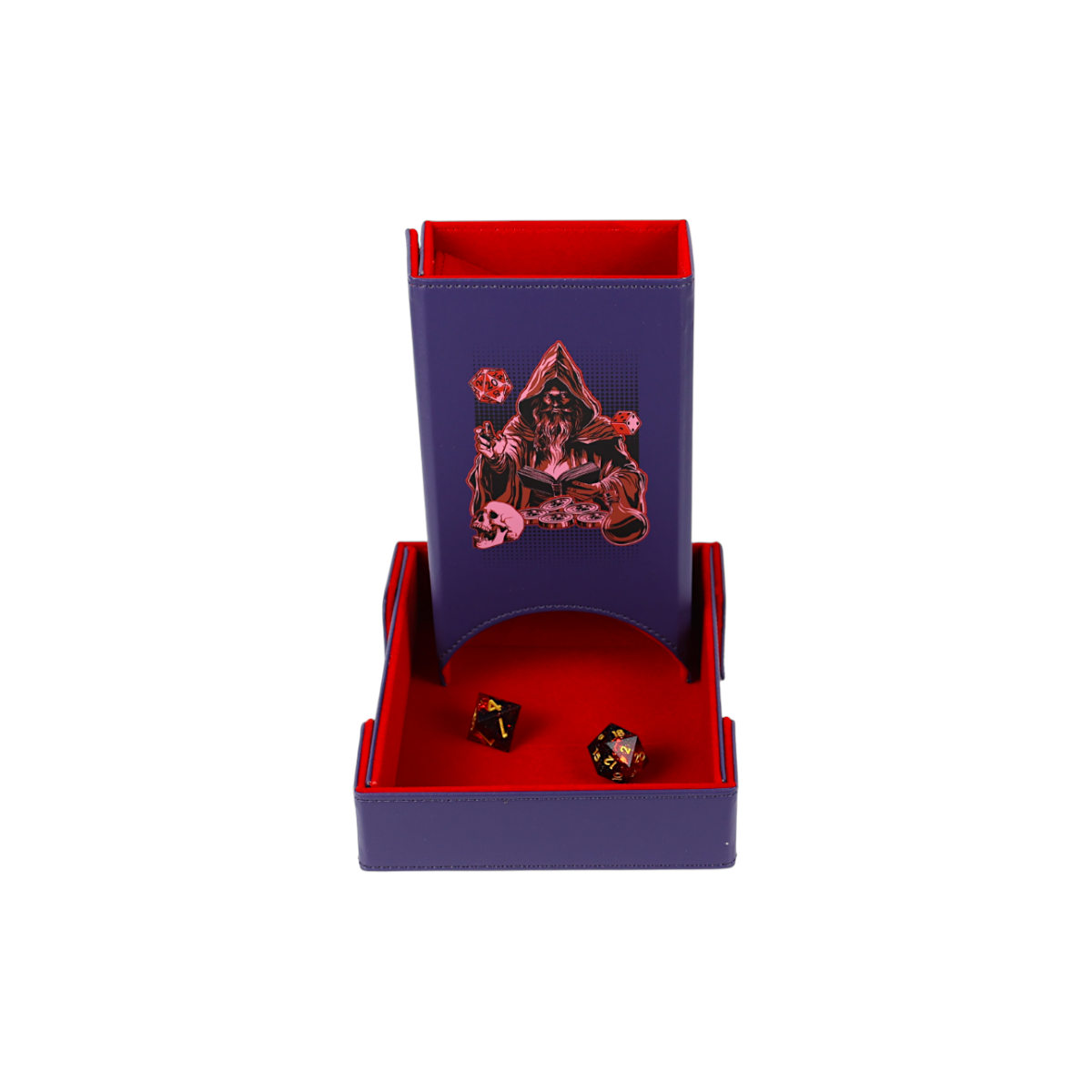 Lets Play Games 259034 Essentials Dice Tower and Mat Deep Blue / Burnt Burgundy