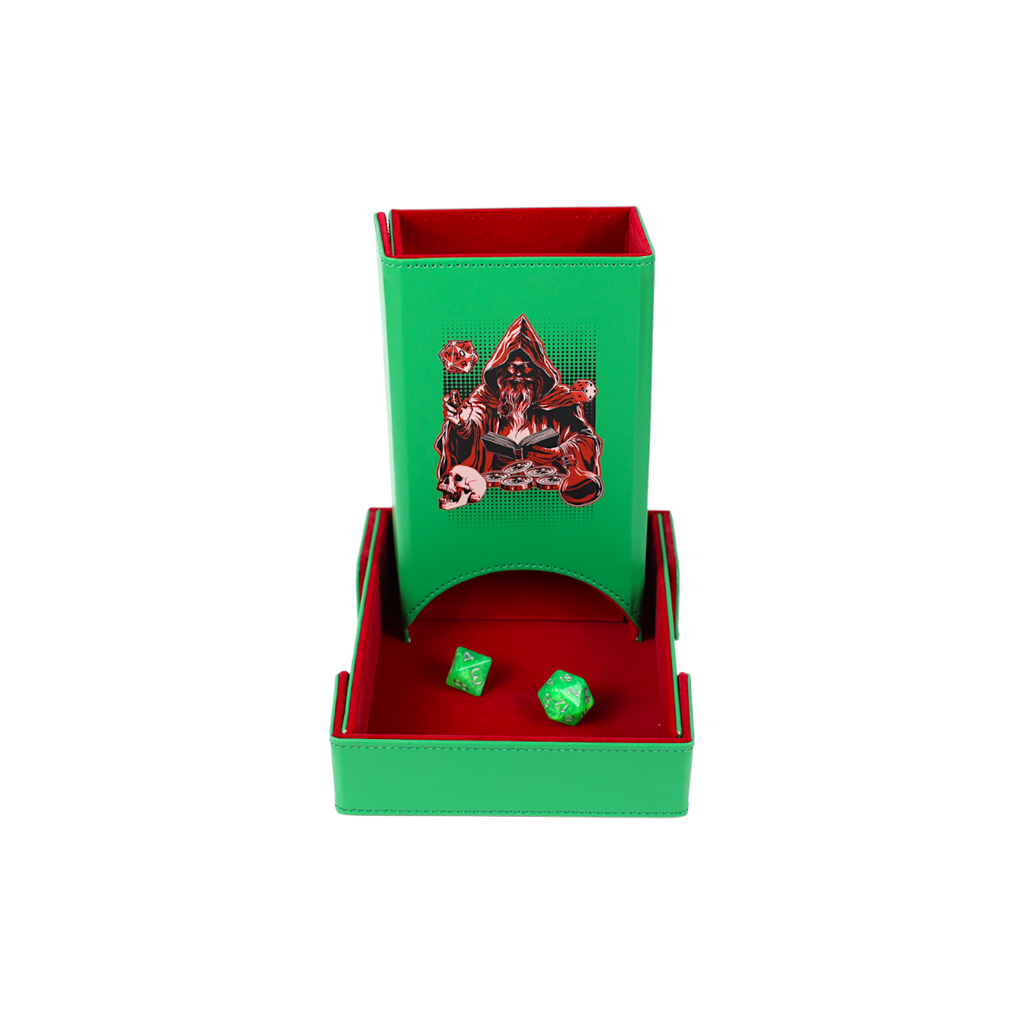 Lets Play Games 259035 Essentials Dice Tower and Mat Teal / Crimson