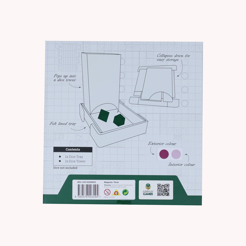Lets Play Games 259033 Essentials Dice Tower and Mat Magenta / Rose