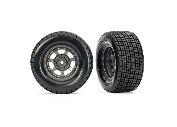 Traxxas 10473X Dirt Oval Gray Front Wheels w/ Hoosier Tires (2) (9070144684269)