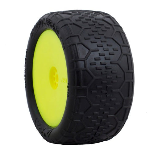 AKA AKA13110SRY 1/10 Buggy Handlebar Ltd Rear (Soft) Hexlite Wheel Pre-Mounted Yellow - Hobby City NZ