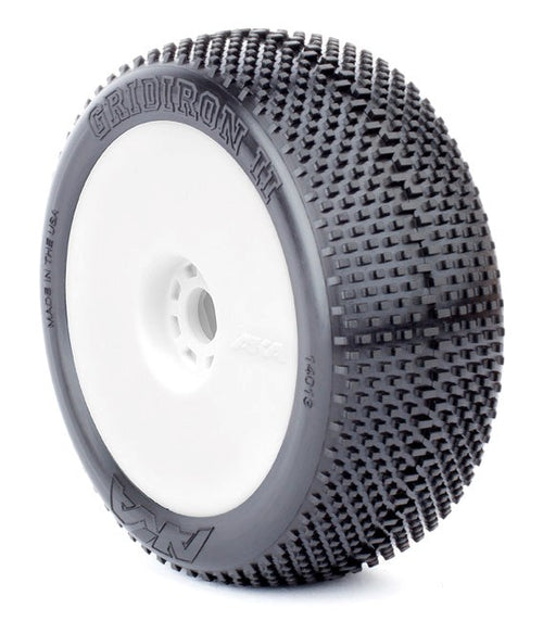AKA AKA14013QRW 1/8 Buggy Gridiron Ii (Super Soft  Long Wear) Evo Wheel Pre Mounted White (8319051071725)
