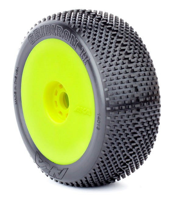 AKA AKA14013QRY 1/8 Buggy Gridiron Ii (Super Soft  Long Wear) Evo Wheel Pre Mounted Yellow (8319051235565)
