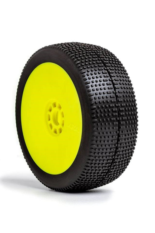 AKA AKA14021QRY 1/8 Buggy P1 (Super Soft  Long Wear) Evo Wheel Pre-Mounted Yellow - Hobby City NZ