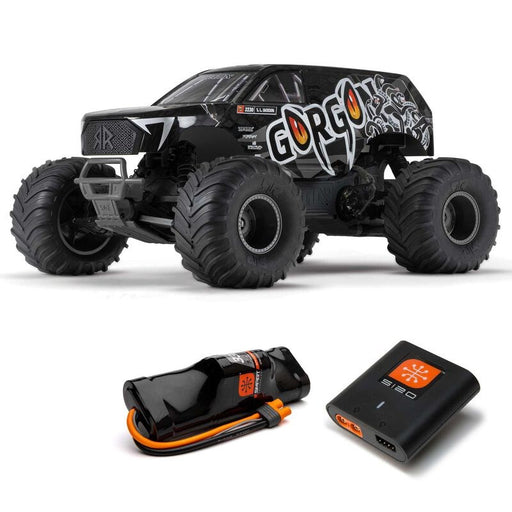 ARRMA ARA3230SKT1 1/10 Gorgon 4X2 Mega 550 Brushed Monster Truck Assembly Kit with Battery & Charger Black - Hobby City NZ