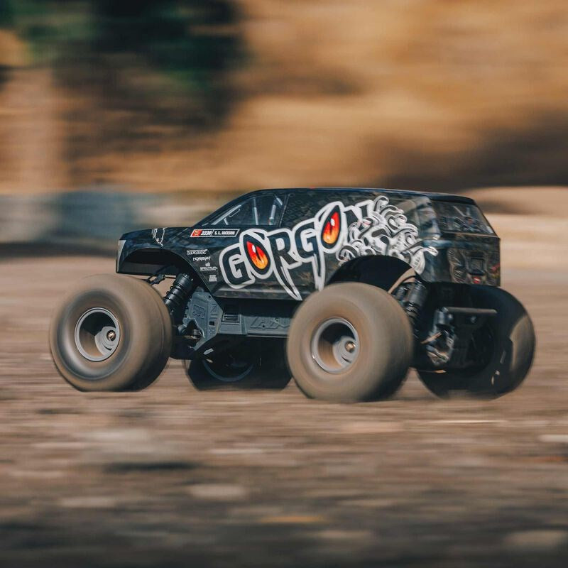 ARRMA ARA3230SKT1 1/10 Gorgon 4X2 Mega 550 Brushed Monster Truck Assembly Kit with Battery & Charger Black (8319058641133)